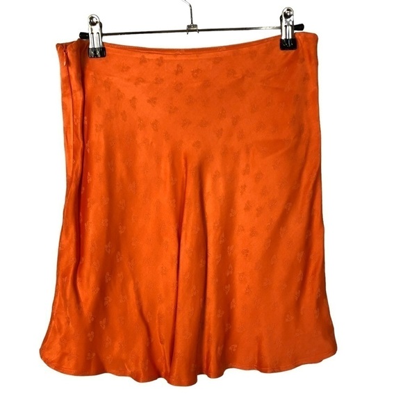 Zara Orange Satin Floral A-line Mini Skirt M - Picture 1 of 4